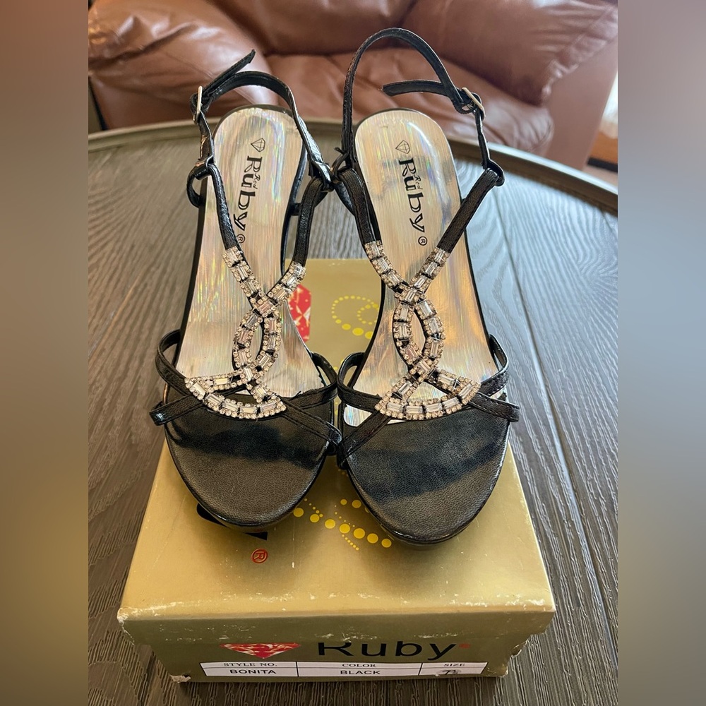 Women's Black Strappy Heels